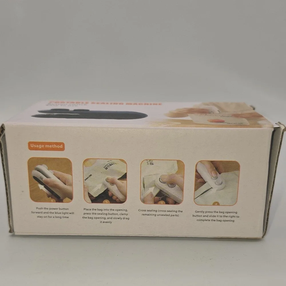Portable Sealing Machine Easy to Use Button‎ USB Cable for charging & tested.